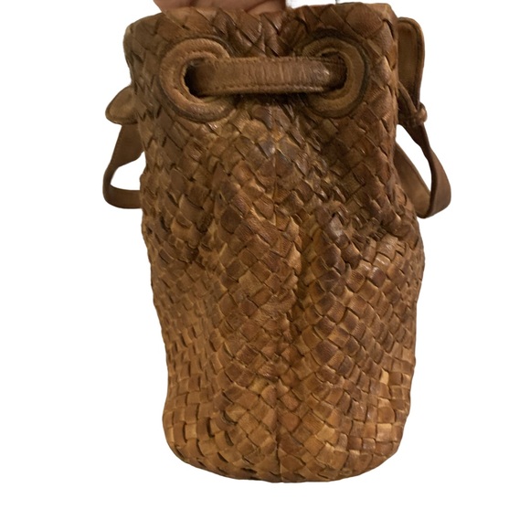 Tano Purse Woven Leather Brown Tote Handbag Large Shoulder Bag - Picture 3 of 10